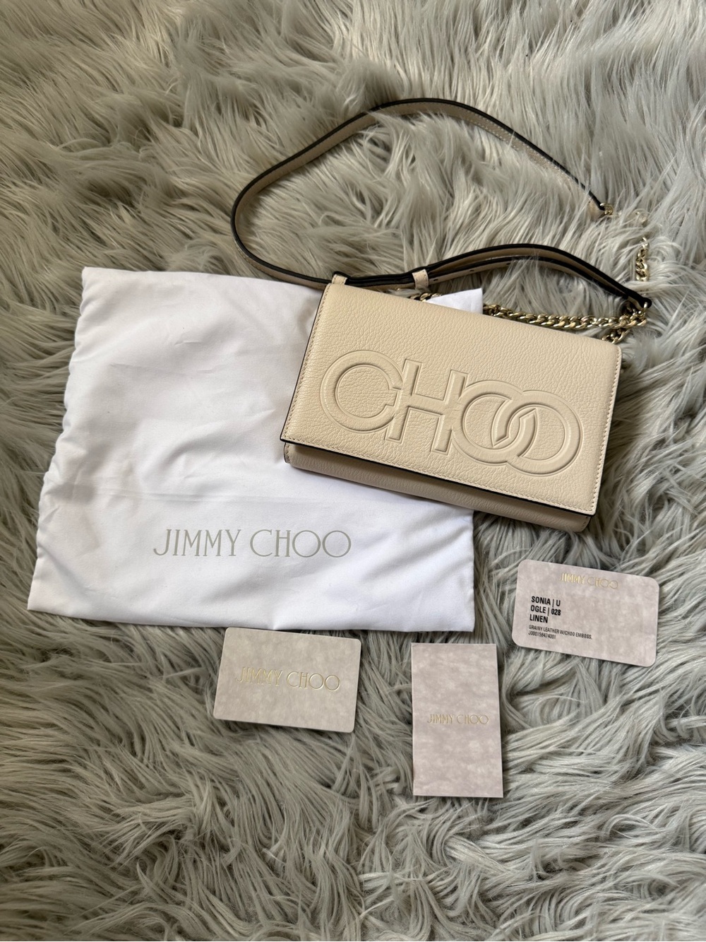 JIMMY CHOO Grainy Calfskin Sonia Wallet On Chain Bag - Picture 12 of 14